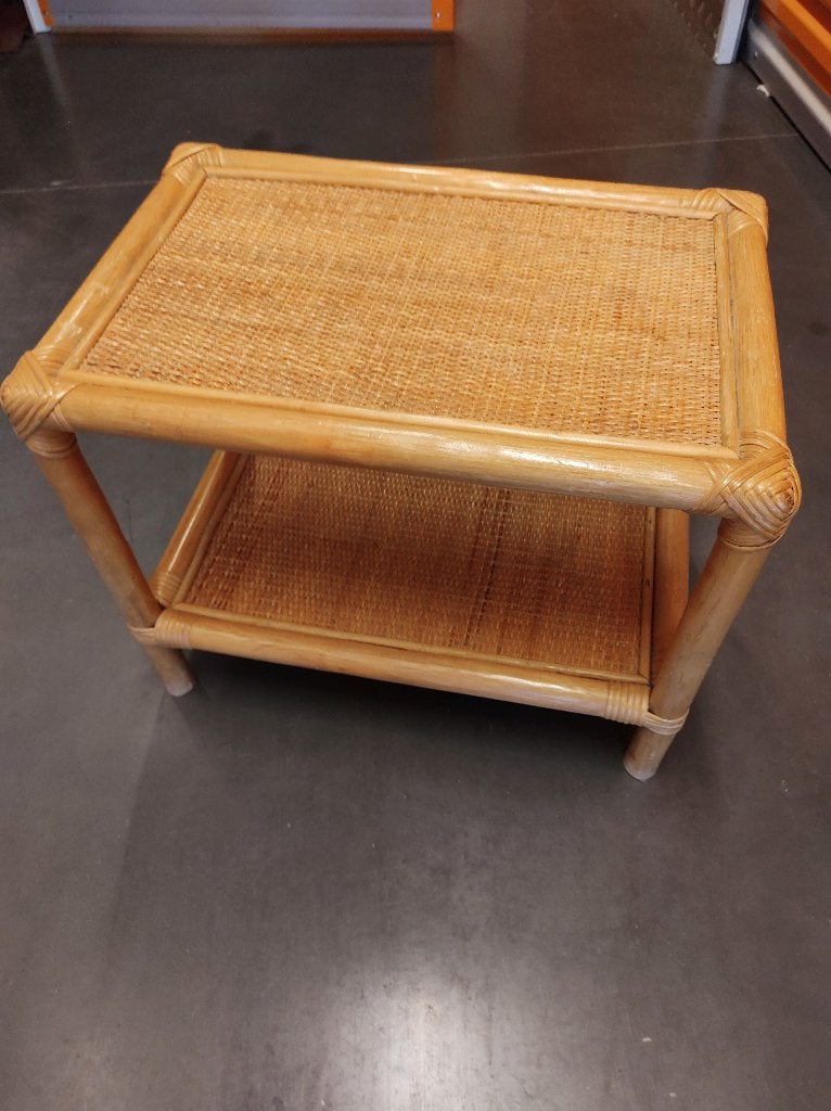 Très belle petite table vintage  (1960/1970) en rotin clair, Maison & Meubles, Enlèvement, Comme neuf
