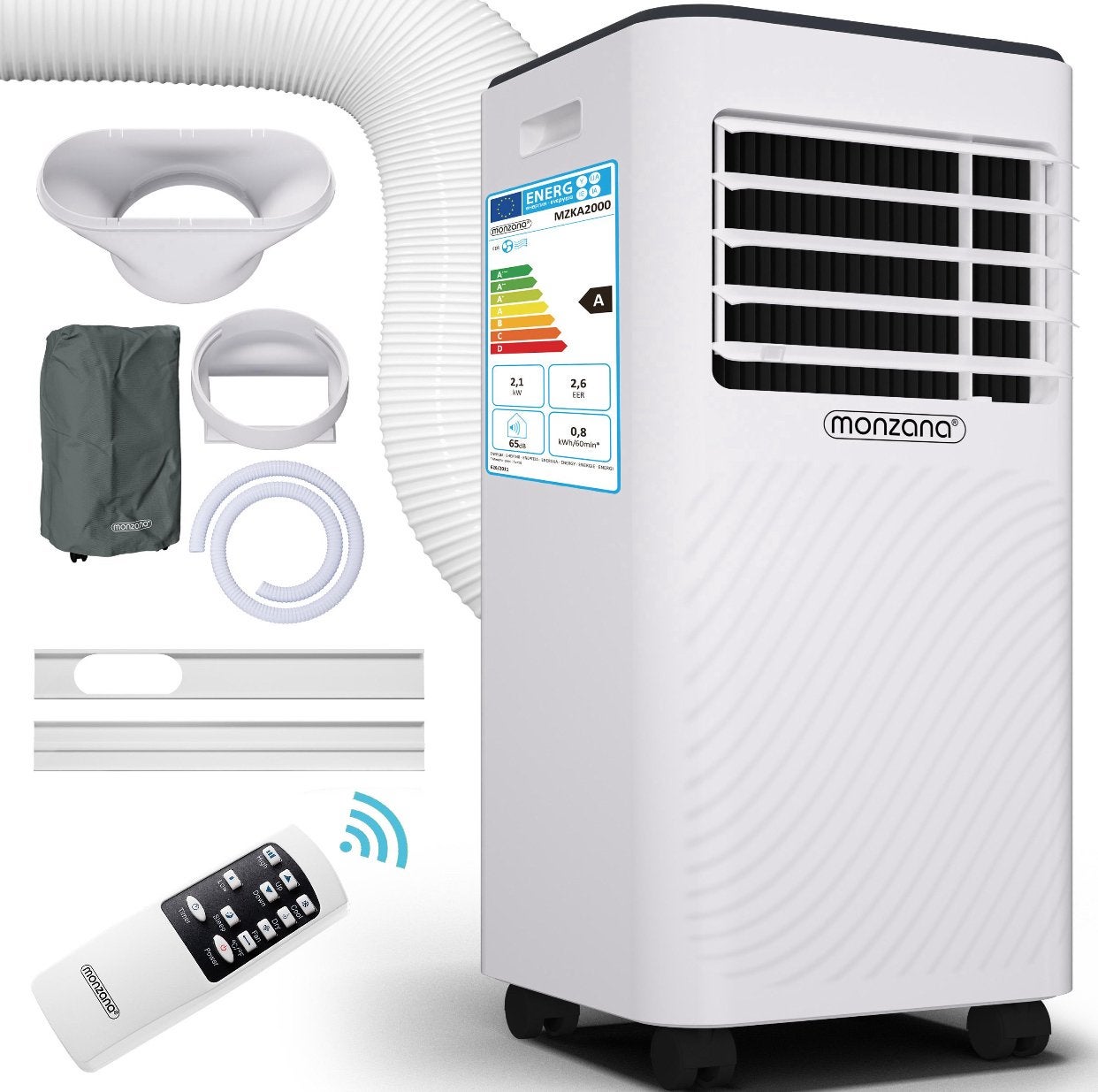 Monzana MZKA2000 mobiele airco – 7000 BTU, Ophalen of Verzenden, Zo goed als nieuw, Mobiele airco, Afstandsbediening