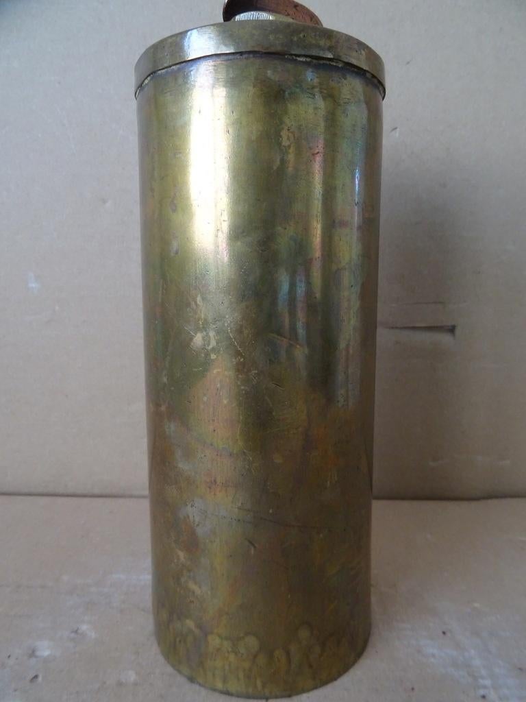 Koperen kruik warmwaterkruik bedkruik van granaathuls 25cm, Ophalen of Verzenden