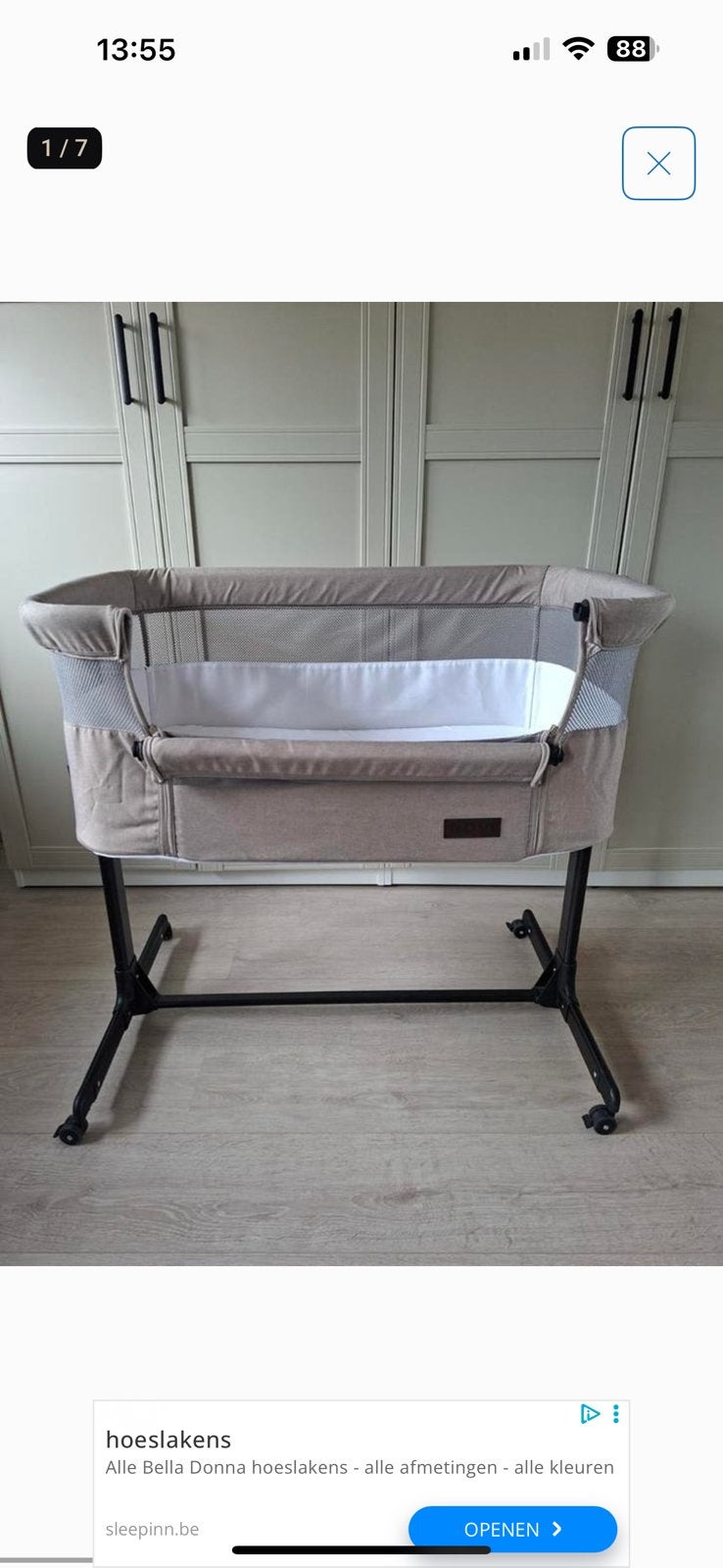Co sleeper met anti reflux stand, Kinderen en Baby's, Babywiegjes en Ledikanten, Ophalen, Zo goed als nieuw