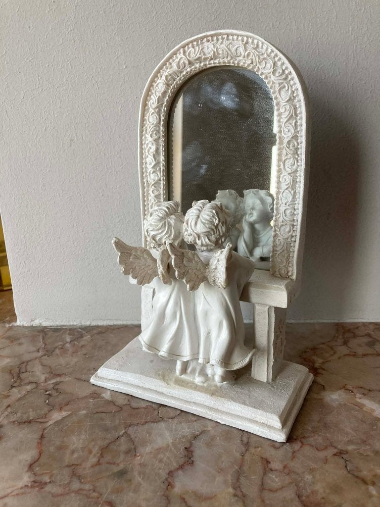 Beeld twee engelen voor spiegel (23 cm), Enlèvement ou Envoi, Comme neuf, Religion
