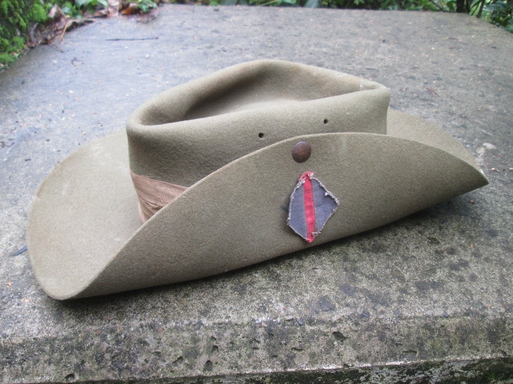 Australische vilten bushhat 3e Melborne Regiment 1944 TOP, Verzamelen, Ophalen of Verzenden