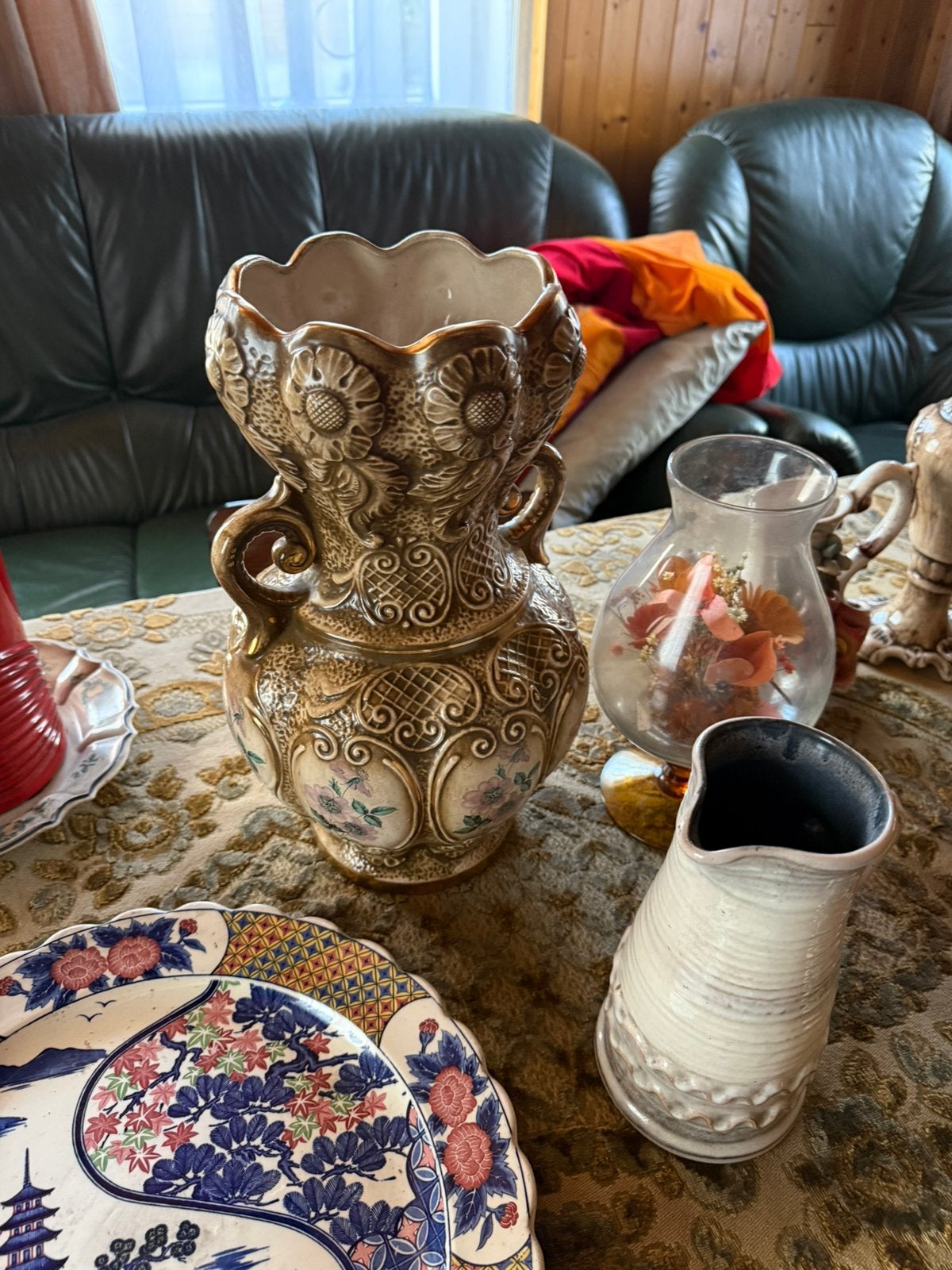 Antieke vaas met ect-bord, Antiek en Kunst, Ophalen