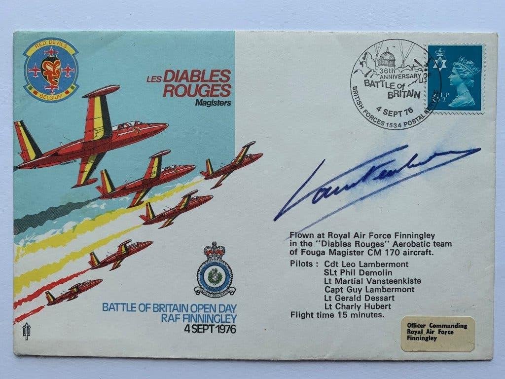 Eveloppe Diables Rouges Fouga Magister 1976 Belgian AirForce, Ophalen of Verzenden, Luchtmacht, Overige typen