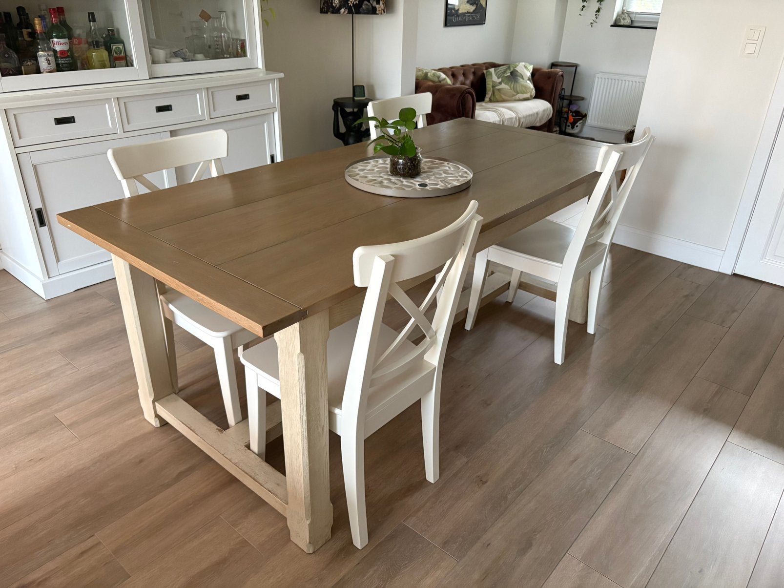 Landelijke eettafel met stoelen, Huis en Inrichting, Ophalen, Gebruikt