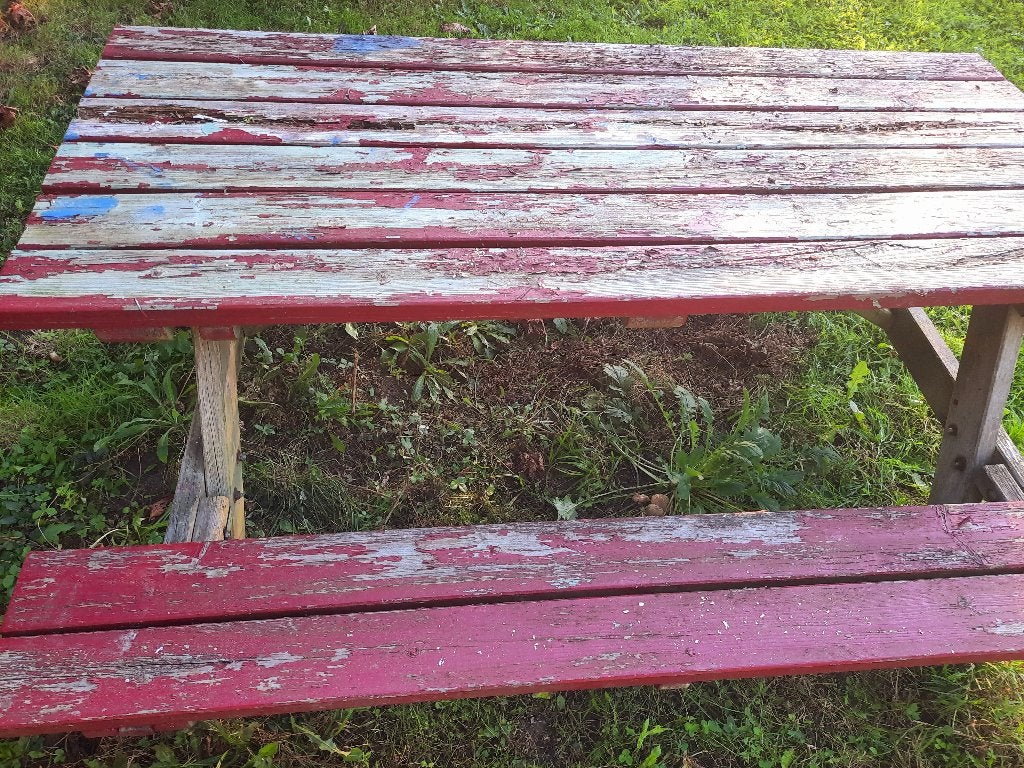 Picknicktafel, Ophalen, Gebruikt, Rechthoekig, Hout