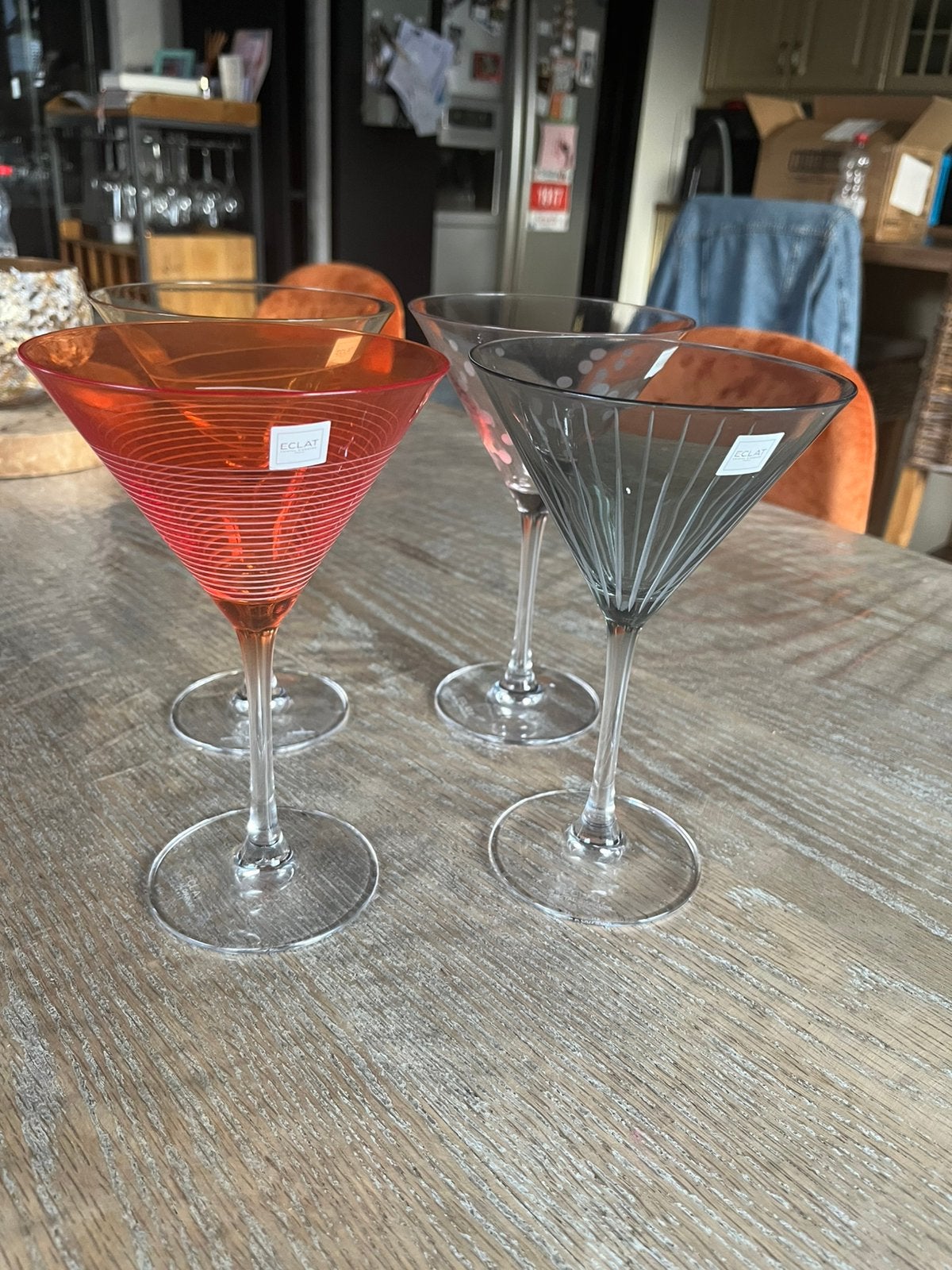 Trendy set unieke coctail glazen, Ophalen, Zo goed als nieuw