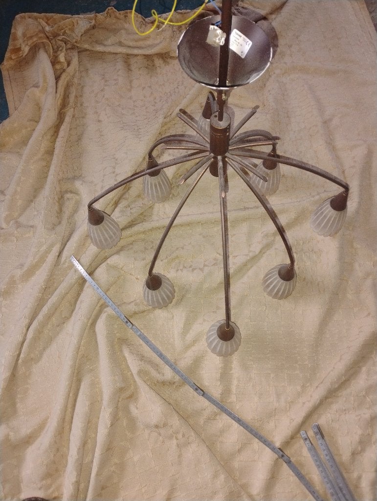 2 Lustres "MASSIVE" pour 8 ampoules E14 et 4 ampoules E14, Enlèvement, Utilisé, Verre, Art deco