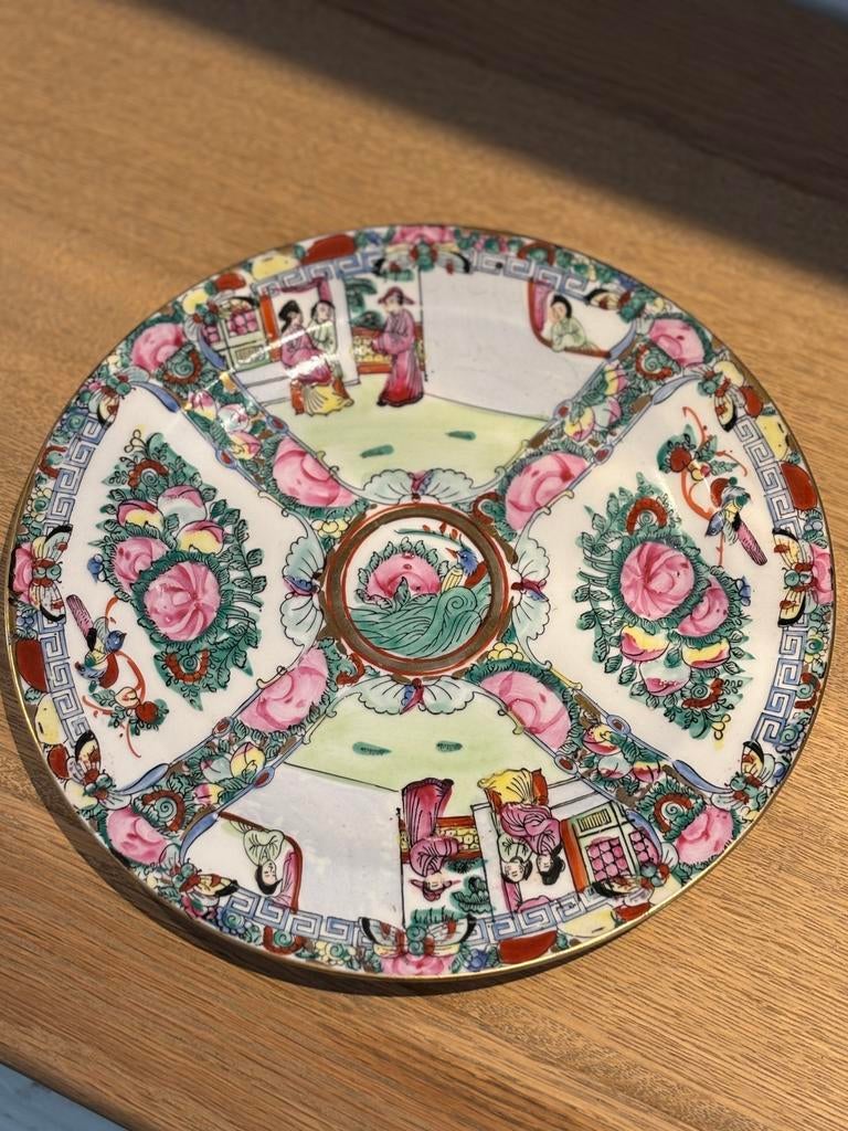 Antiek Chinees Rose Medallion porseleinen bord., Ophalen