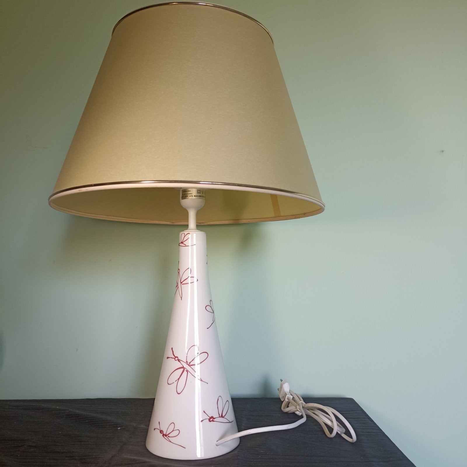 Lampe de table vintage en céramique Koralcoa, peinte à la ma, Beige, Envoi, Design