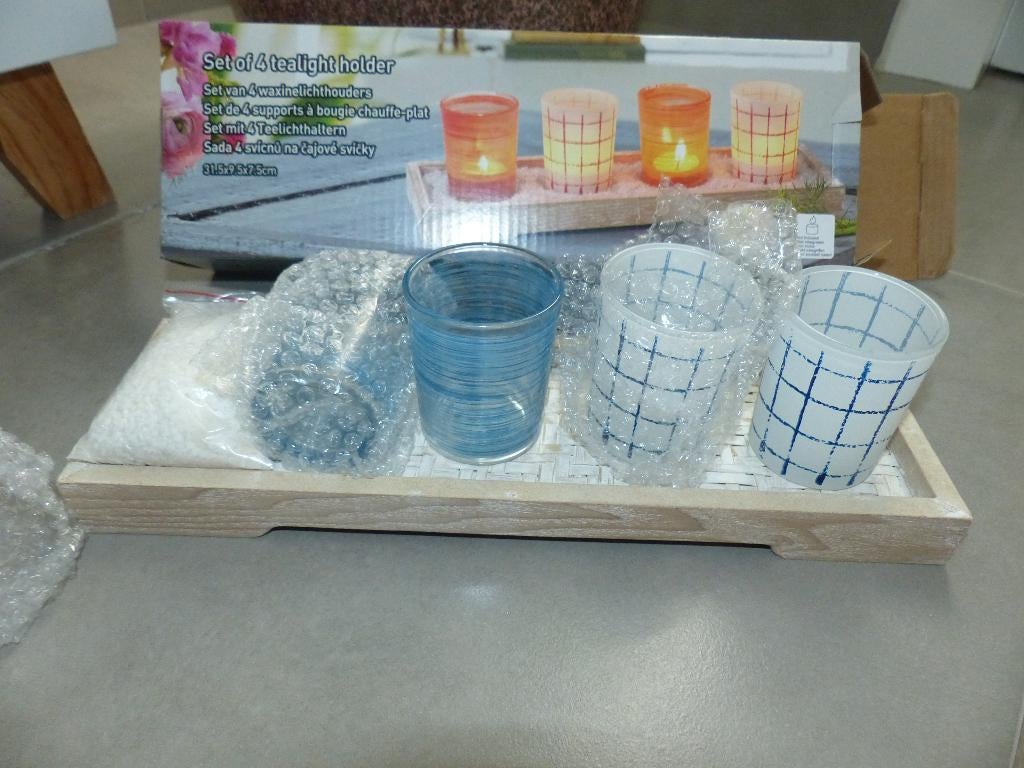 Setje met theelichtjes en keitjes, Ophalen of Verzenden, Zo goed als nieuw