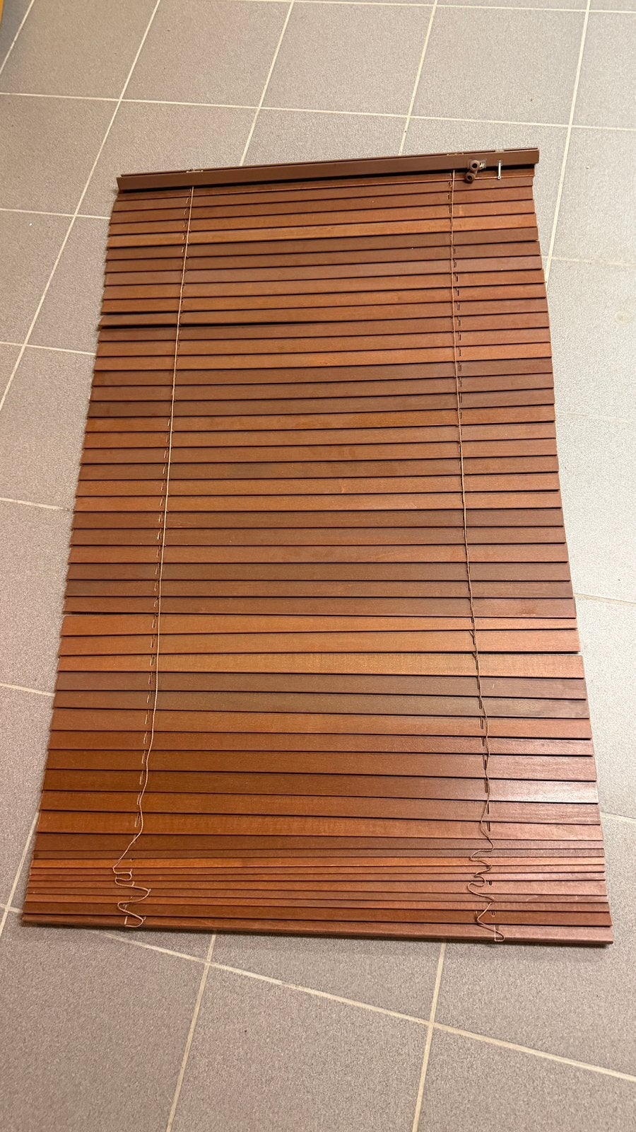 Houten lamellen voor raam (80cm breed, 135cm lang), Ophalen, Gebruikt, Bruin, Koordbediening