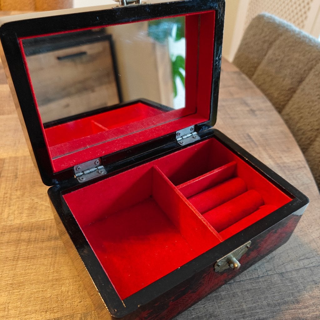 Boîte à bijoux vintage en bois laqué de style japonais, Envoi