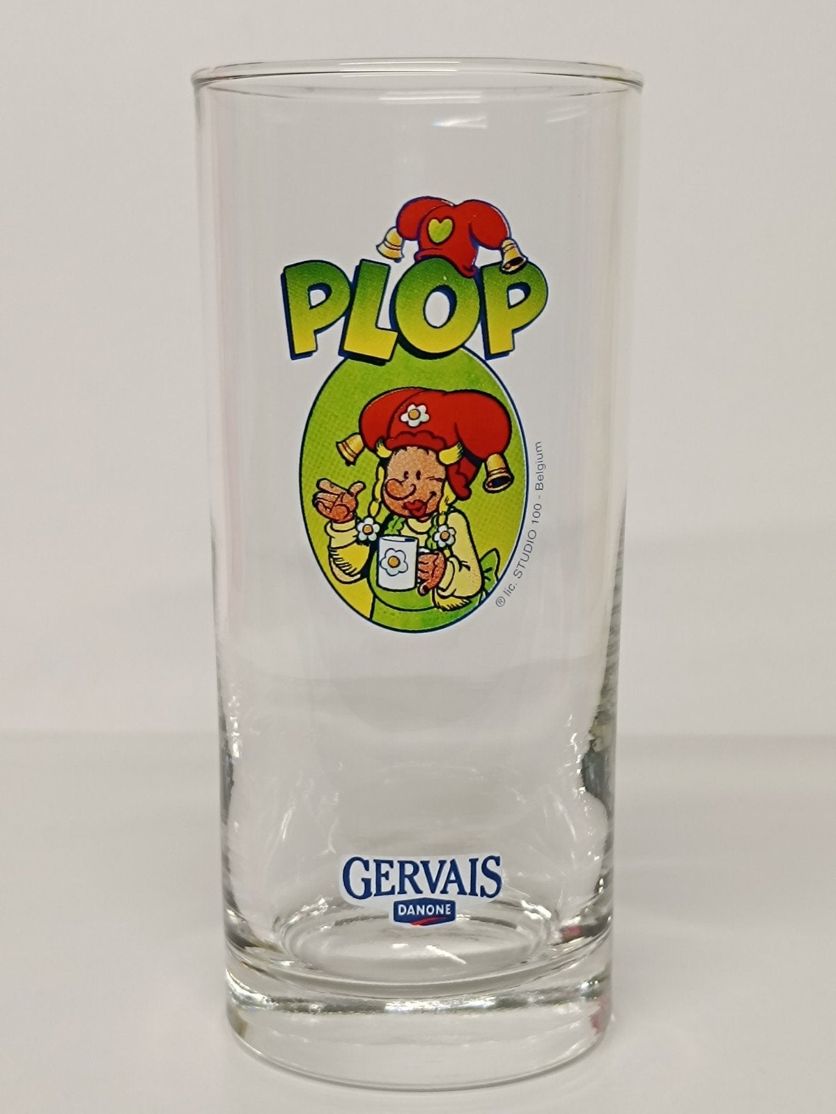 Plop Studio 100 kabouter Kwebbel Danone Gervais glas, Ophalen of Verzenden