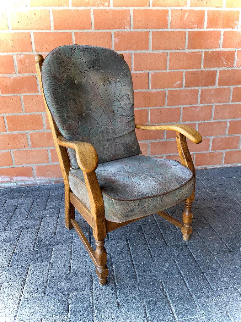 Vintage - retro zetel - eik - opknapper, Ophalen, Gebruikt, Stof