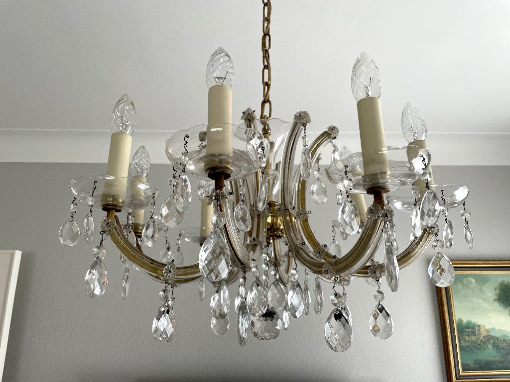 Vintage Maria Theresia kroonluchter 8 armen, Ophalen, Gebruikt, E14 (klein), Maria Theresia