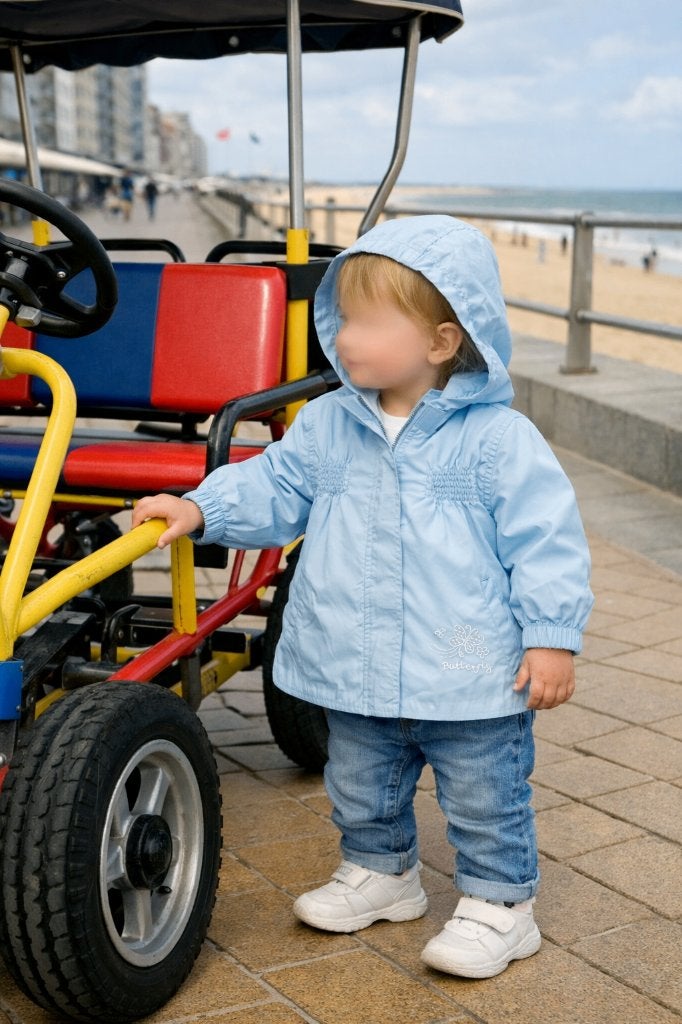 L6. Coupe‑vent bleu clair – fillette 18–24 mois (86 cm), Ophalen of Verzenden, Zo goed als nieuw, Grain de blé, Truitje of Vestje