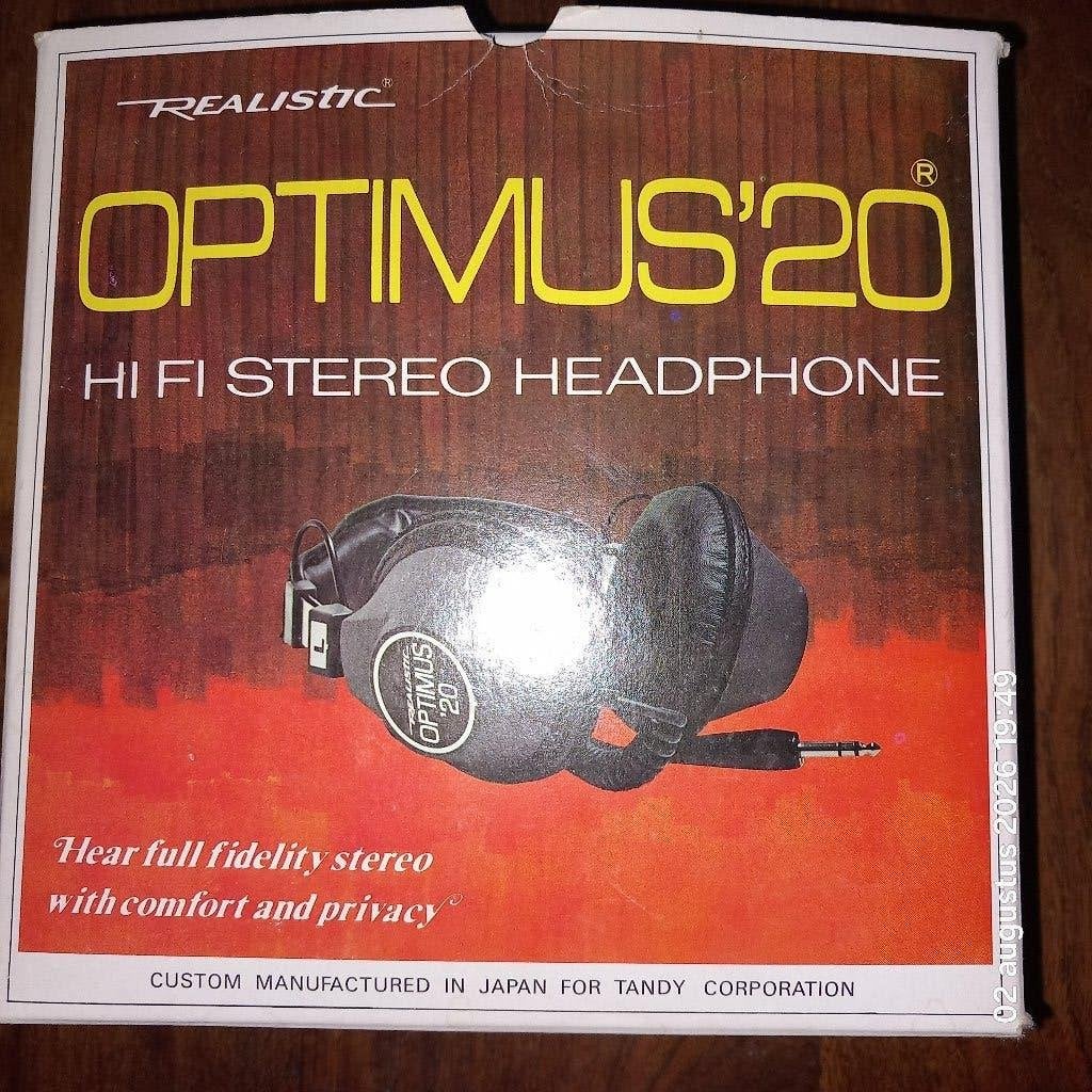 Realistic Optimus ’20 Vintage Stereo Hoofdtelefoon 1977, Audio, Tv en Foto, Zo goed als nieuw, Overige kleuren, Over-ear, Handleiding