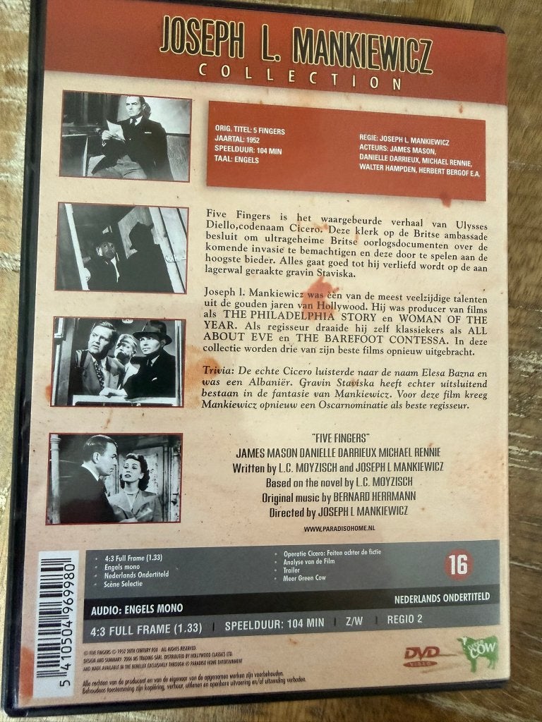 DVD 5 fingers - Joseph L. Mankiewicz, CD & DVD, Enlèvement ou Envoi, Drame, Comme neuf, 1940 à 1960