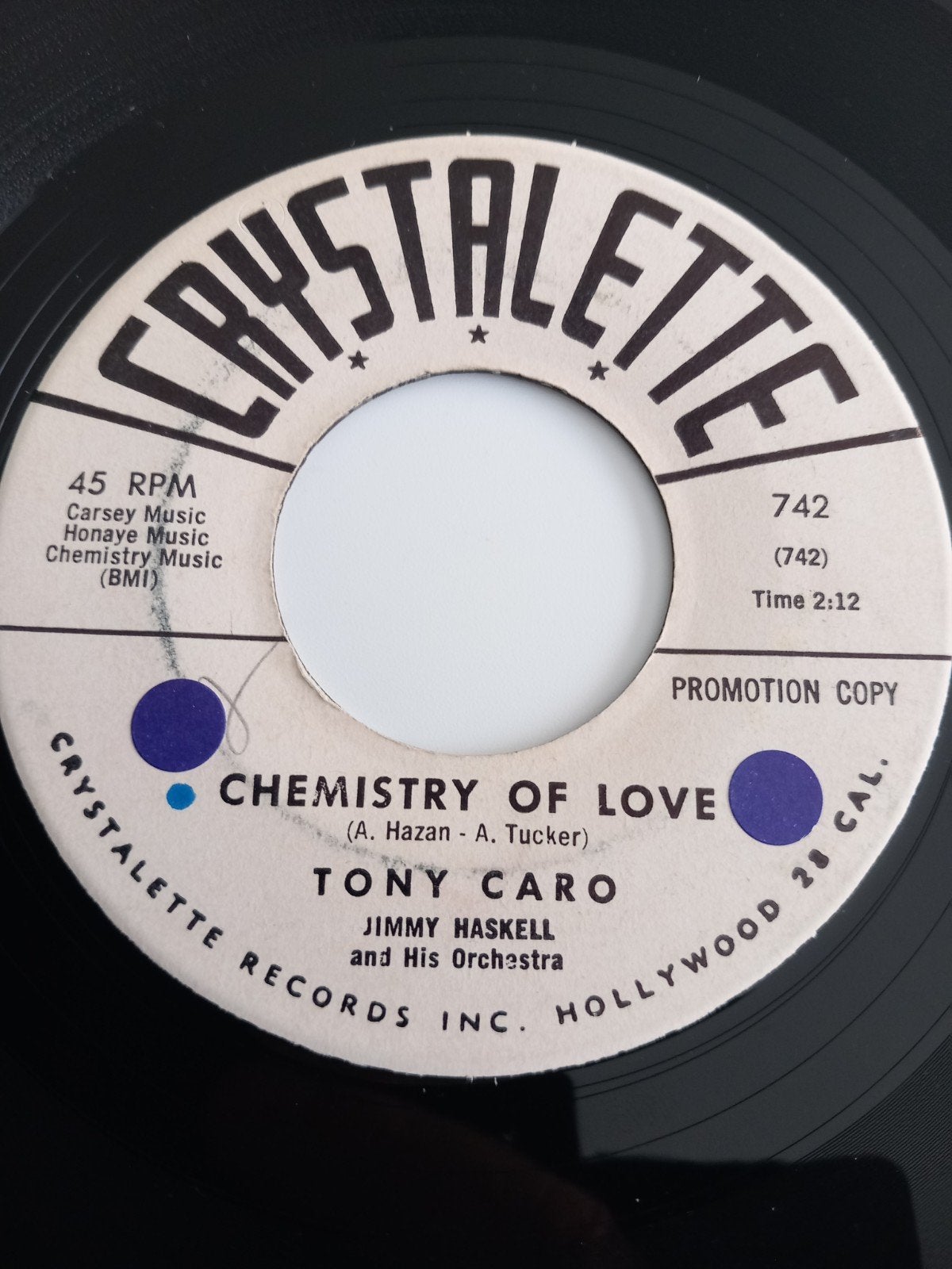 TONY CARO .CHEMISTRY OF LOVE.  TEENAGE 60S USA 45T, Enlèvement ou Envoi