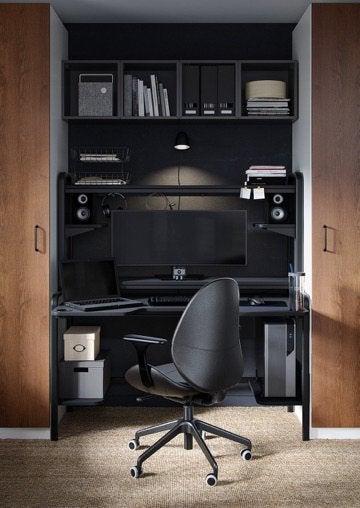 Bureau IKEA FREDDE noir - bon état, Bureau gaming, Comme neuf, IKEA, Enlèvement