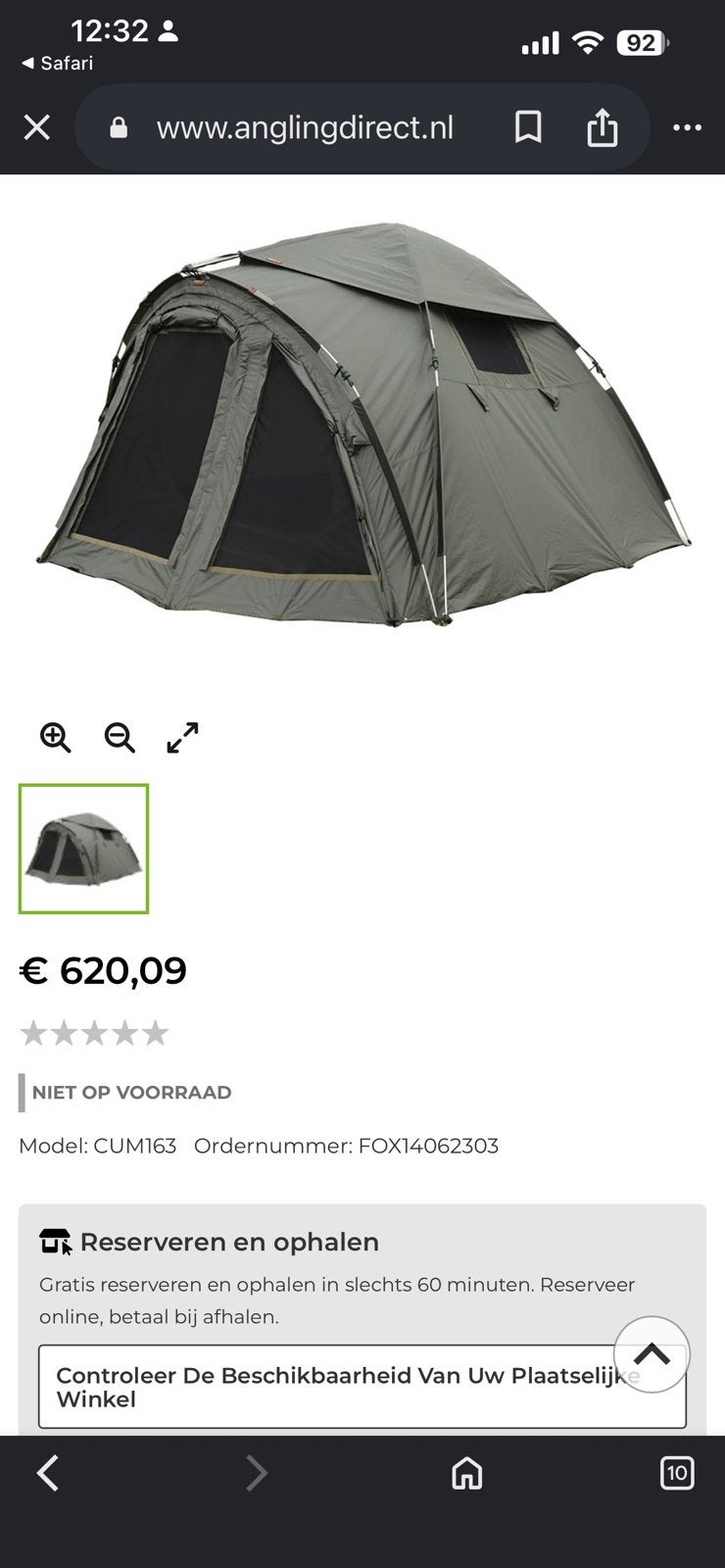 Fox continental  easy dome, Ophalen, Zo goed als nieuw