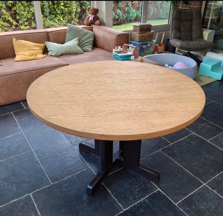 Ronde houten tafel, Huis en Inrichting, Tafels | Eettafels, Ophalen, Gebruikt, Rond