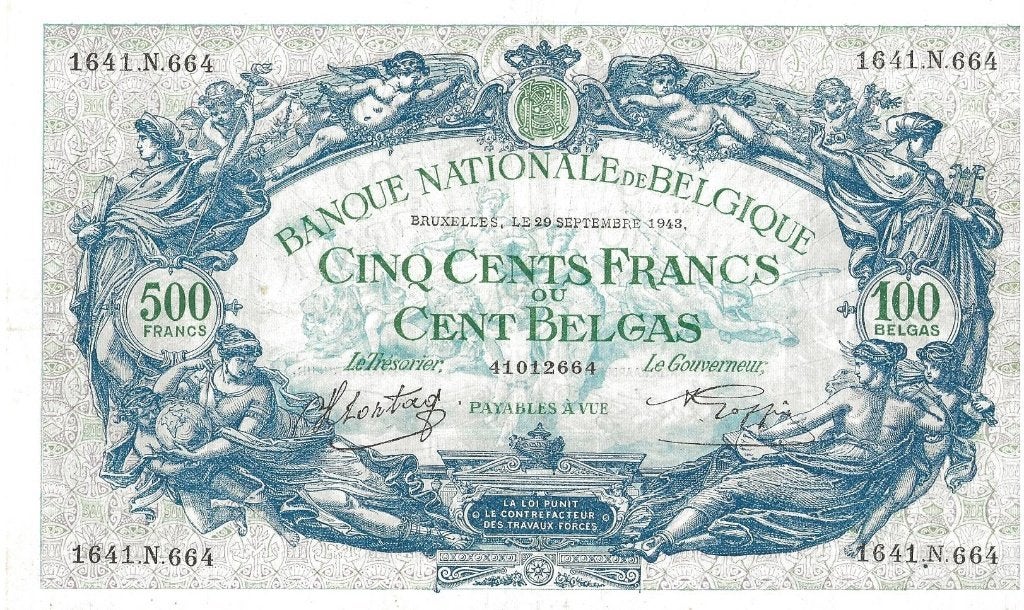500 FR OU 100 BELGAS 29/09/1943 TTB, Timbres & Monnaies, Envoi