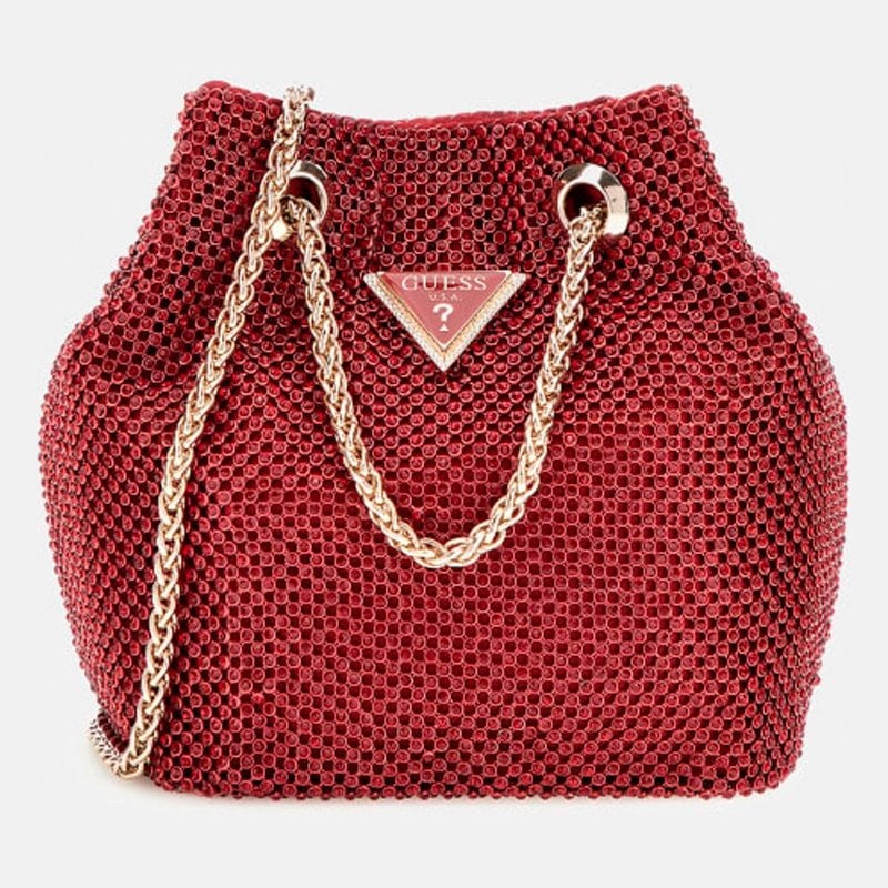 NIEUWE GUESS STRASS TAS BUIDELTAS Schoudertas bordeauxrood, Ophalen of Verzenden, Nieuw, Rood, Avondtasje
