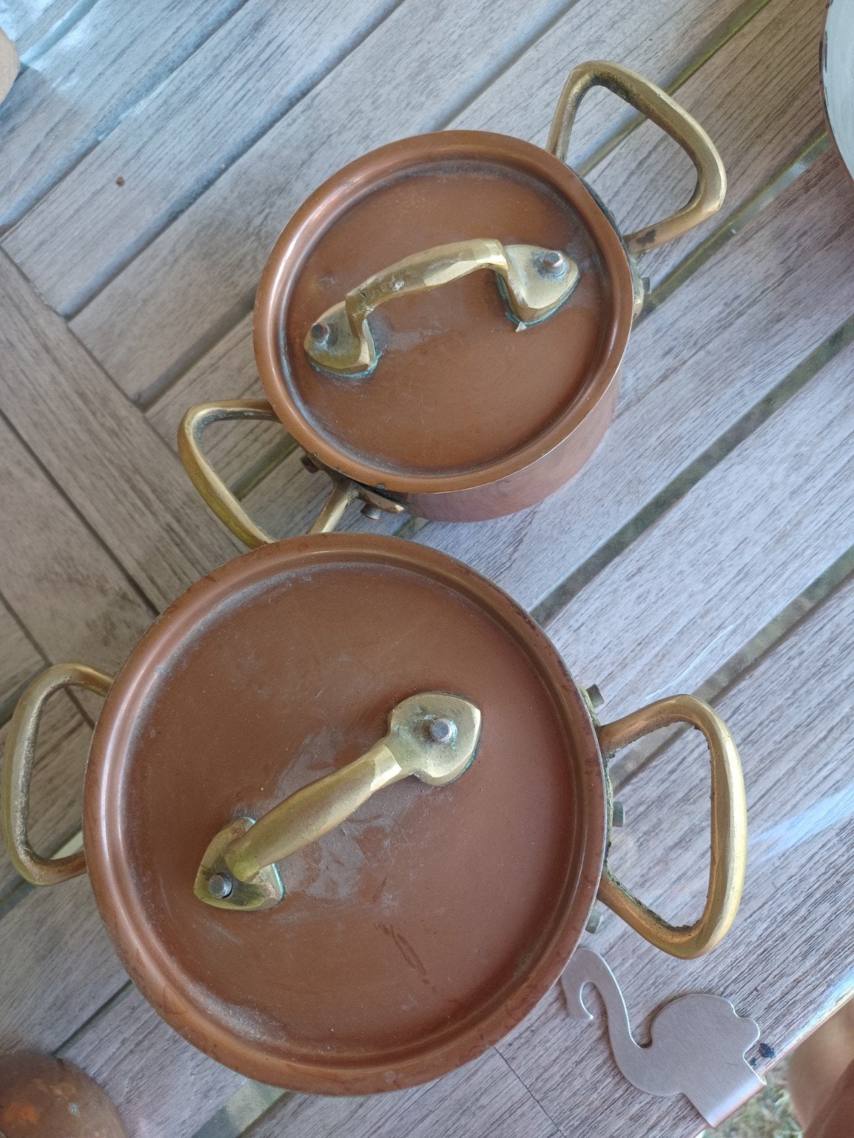 2 koperen potjes 12cm en 10 cm, Antiek en Kunst, Ophalen of Verzenden