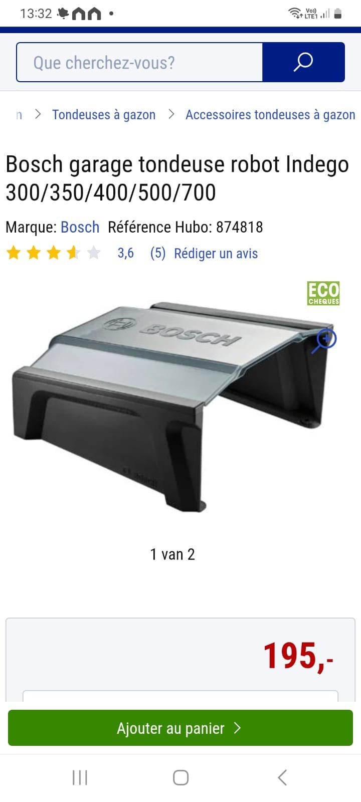 Garage tondeuse Bosch Indego, Tuin en Terras, Ophalen