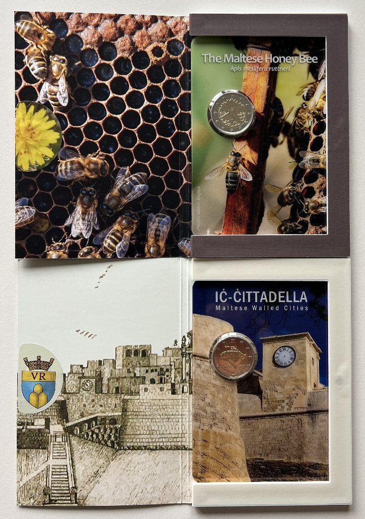 2 euro - Malta - 2024 - 2 coincards - Honingbij - Citadel, Ophalen of Verzenden, Malta, Overige waardes, Setje