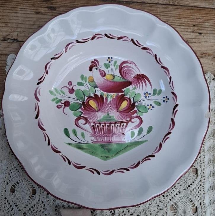 Frans St.Clement diep bord met haan en bloemen, Enlèvement ou Envoi