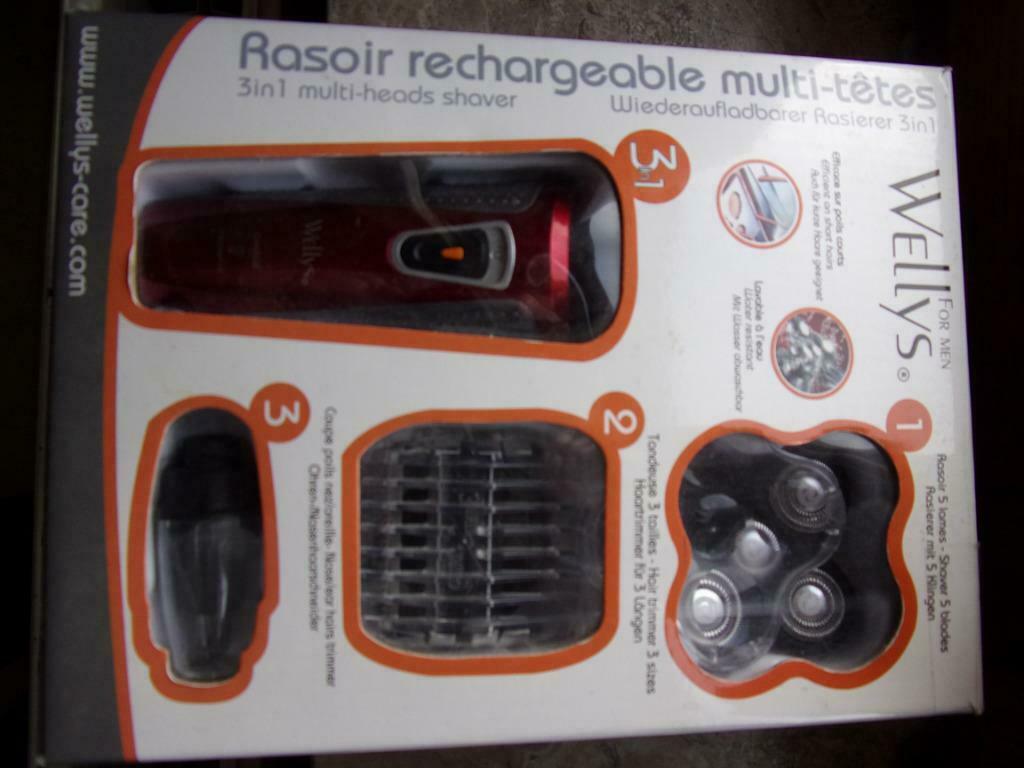 Rasoir rechargeable multi-tetes  WELLYS, Enlèvement ou Envoi, Utilisé, Rasage ou Épilation