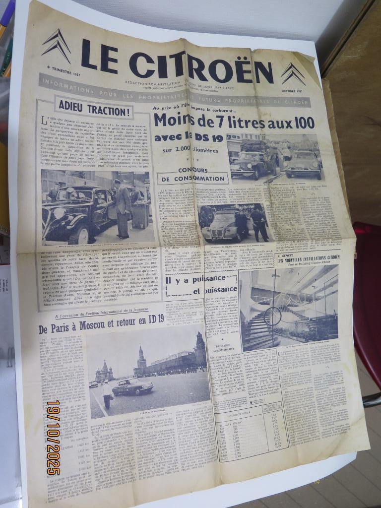 CITROËN GAZETTE 1957 FIN DU TRACTION AVANT, Envoi