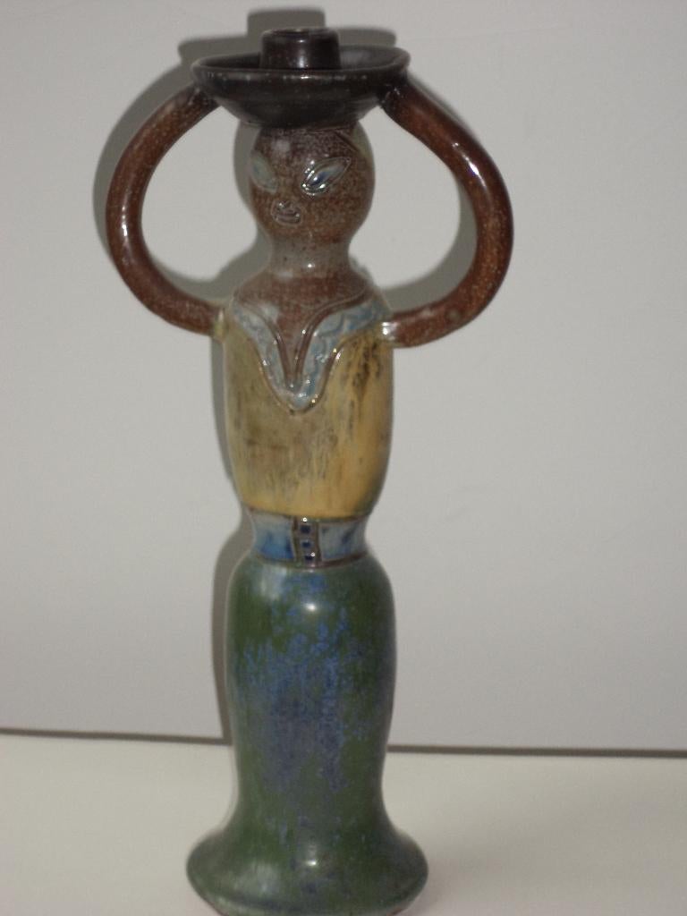 Art Deco kandelaar Roger GUÉRIN M 135 Bouffioulx grès salé, Antiquités & Art, Enlèvement ou Envoi
