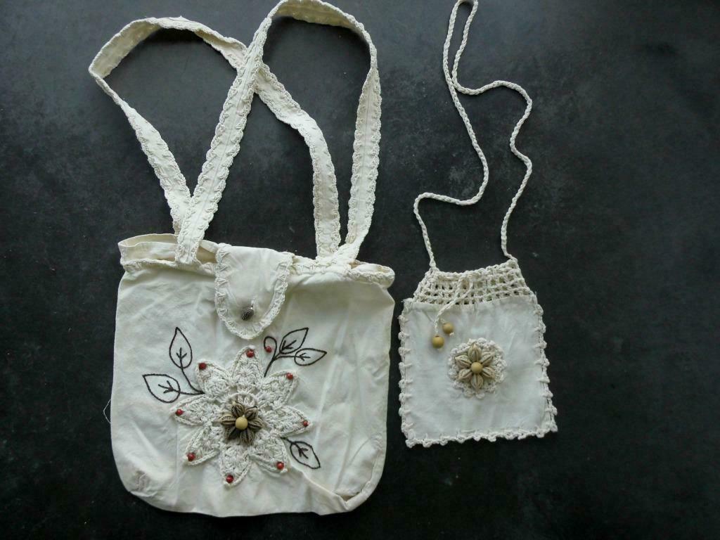 Handgemaakte kanten tas, Handtassen en Accessoires, Tassen | Damestassen, Ophalen of Verzenden, Zo goed als nieuw, Beige, Overige typen
