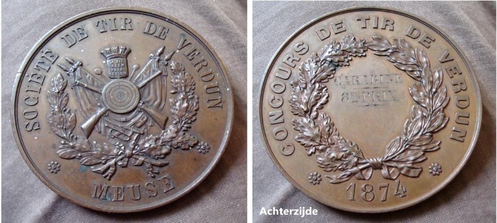 Medaille Concours de Tir à Verdun 1874 France, Envoi, Bronze