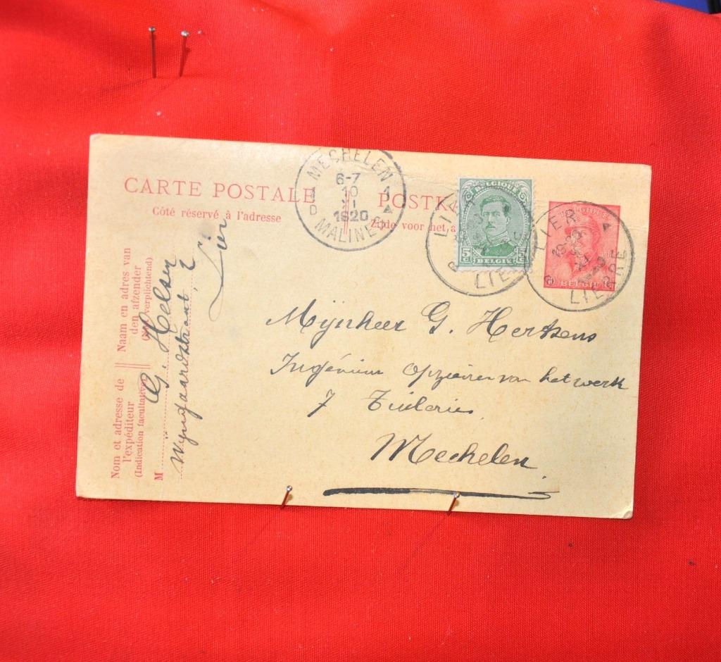 carte postal timbre albert 1er vert 1920, Verzamelen, Postkaarten | België, Gelopen, 1920 tot 1940, Ophalen of Verzenden