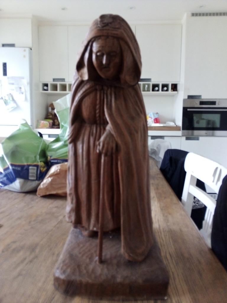 oude vrouw in hout, Statue, Bois, Enlèvement, Femme