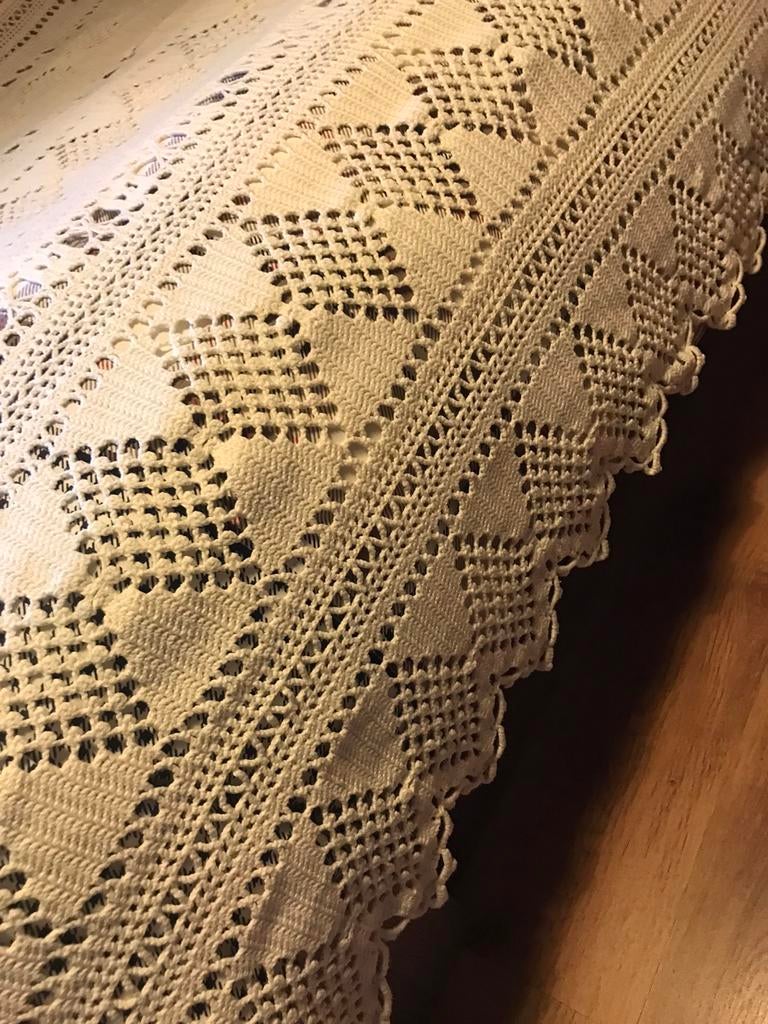 Vintage bedsprei 220x190 cm. Katoen 100% handwerk, Ophalen of Verzenden