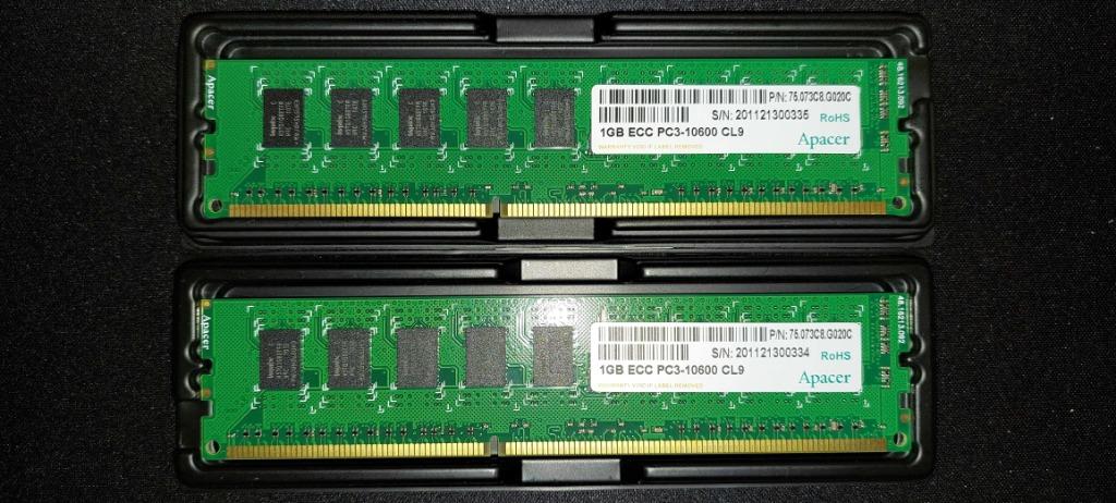 🖥️ 2 x Synology Apacer 1GB ECC PC3-10600 CL9 geheugen 🤓, Enlèvement ou Envoi, DDR3, 1 GB ou moins, Utilisé