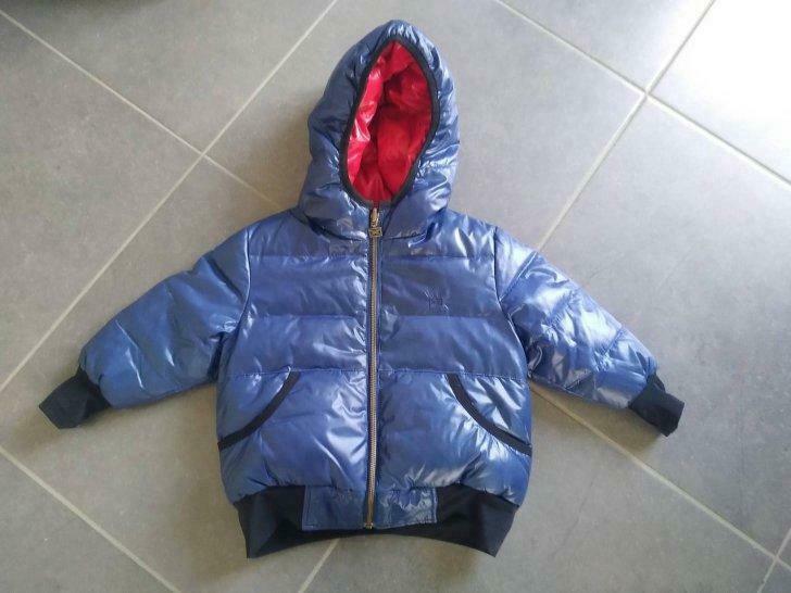 Donkerblauwe dikke jas met kap - maat 98-104- Scapa sport, Ophalen, Gebruikt, Jas