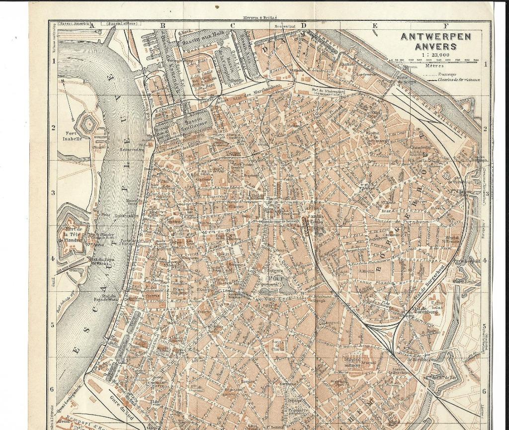 1928 - Antwerpen stadsplan met de fortificaties, Boeken, Atlassen en Landkaarten, Verzenden, België