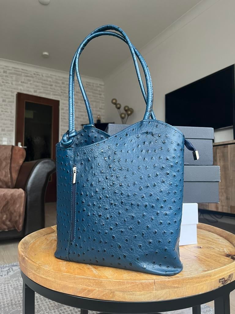 Borse in Pelle - ECHT LEER, Handtassen en Accessoires, Tassen | Damestassen, Ophalen of Verzenden, Zo goed als nieuw, Blauw, Schoudertasje