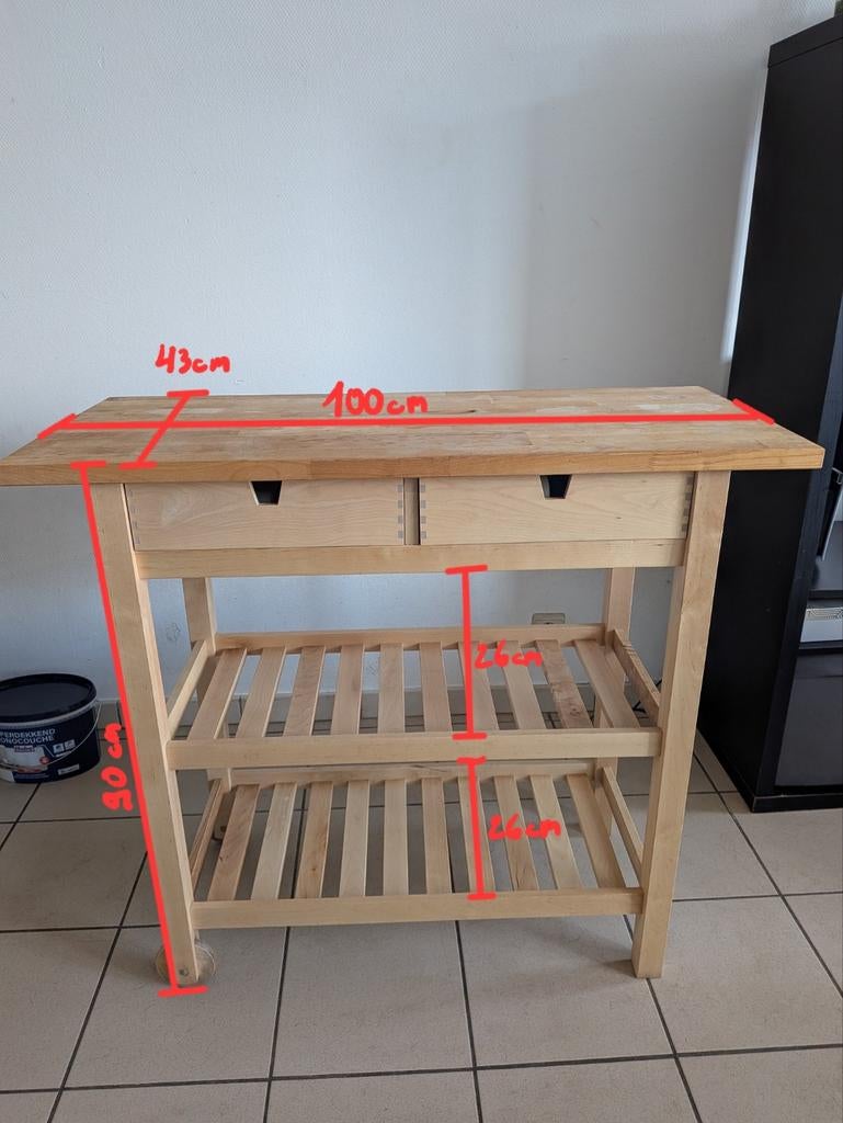 Massief houten keukeneilandje / trolley (IKEA), Huis en Inrichting, Tafels | Sidetables, Ophalen of Verzenden