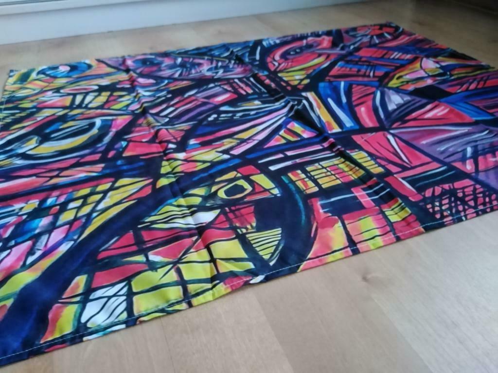 Wanddoek 95x70cm multicolor, Ophalen of Verzenden, Nieuw, 75 tot 100 cm, Print