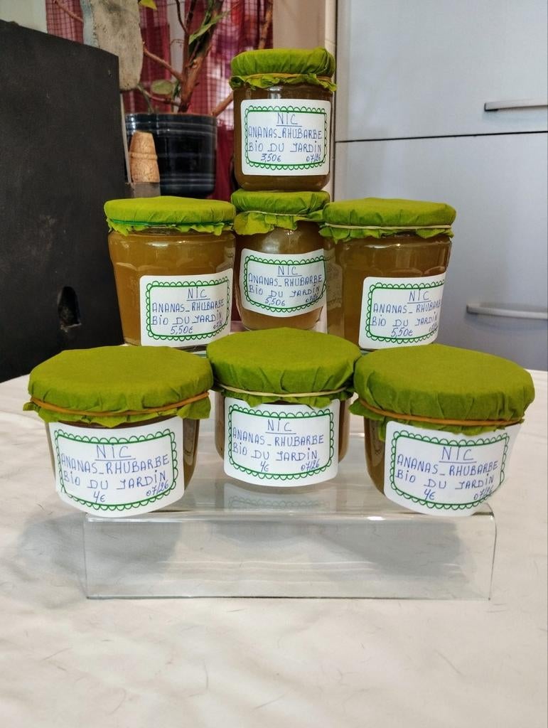 CONFITURE MAISON ARTISANALE À L'ANANAS/RHUBARBE BIO DU JARDI, Enlèvement