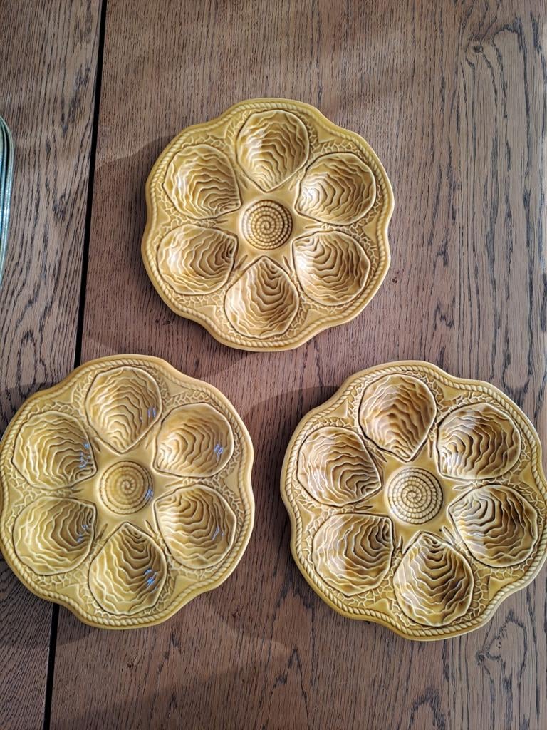 Lot de 3 assiettes à huîtres Keralux Boch Frères Belgium, Assiettes(s), Céramique, Enlèvement, Utilisé