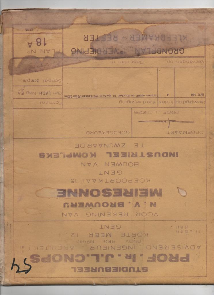 Meiresonne plan voor verplaatsen van de brouwerij 19/12/1966, Verzamelen, Biermerken, Ophalen of Verzenden, Gebruikt